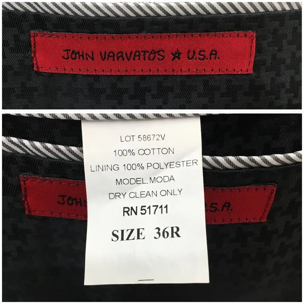 John Varvatos Mens Blazer Sport Coat 2 Button Casual Jacket Size 36R Cotton Suit